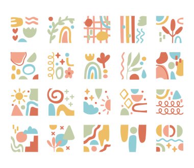 bundle of contemporary arts works set icons clipart