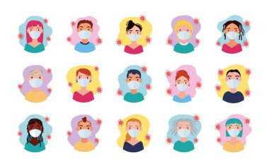 Kirli insanlar tıbbi maske takıyor