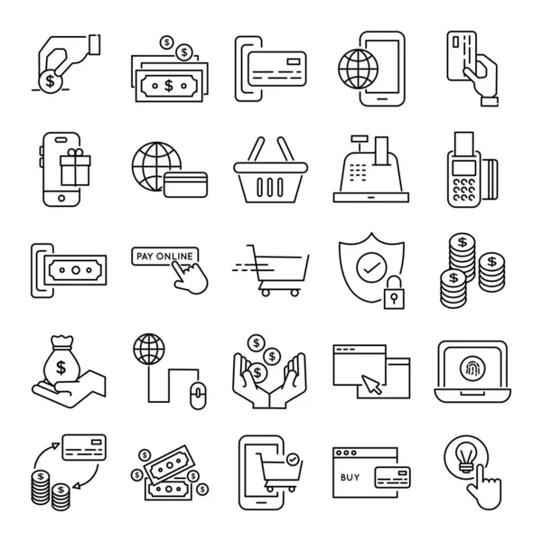 Bundle of Payment online set icons — Stock Vector