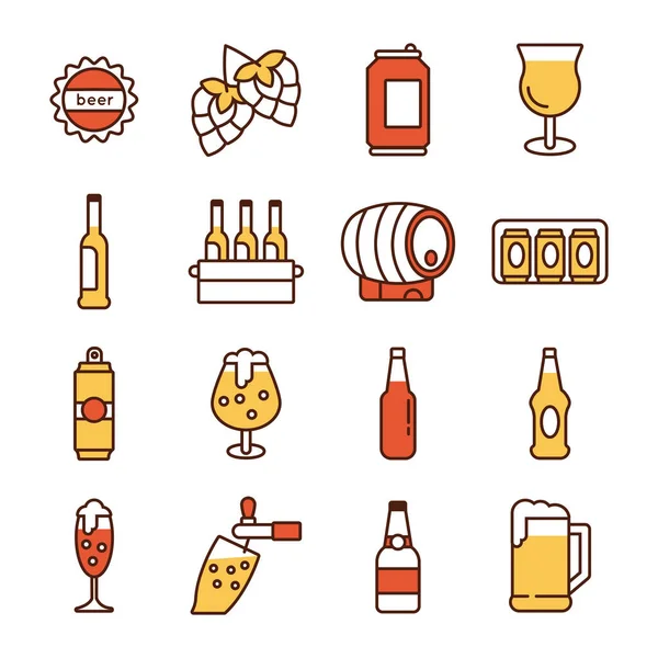 Paquet de bière icônes de la journée internationale — Image vectorielle