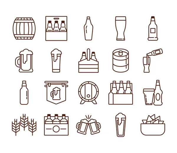 Bundle of beer international day icons — Stock Vector