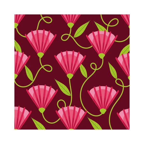 Flores rosa plantas padrão tropical fundo —  Vetores de Stock