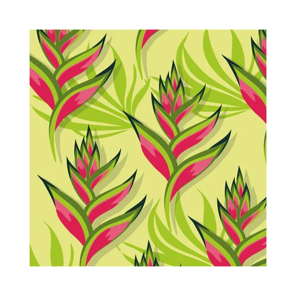 Heliconias växter tropiska mönster bakgrund — Stock vektor
