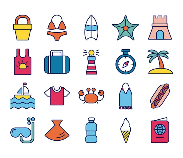 Conjunto de vacaciones de verano conjunto de iconos — Archivo Imágenes Vectoriales