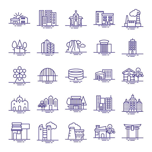 Pakiet ikon zestawu miejskiego — Wektor stockowy
