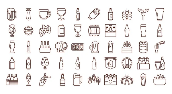 Paquete de iconos del día internacional de la cerveza — Archivo Imágenes Vectoriales