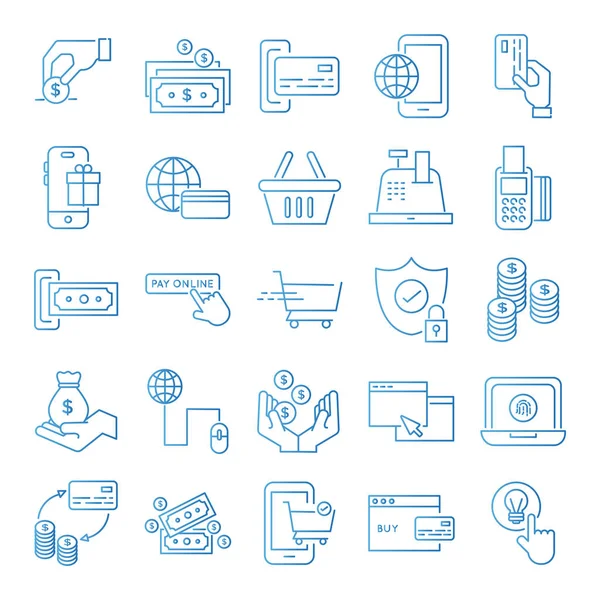 Bundle of Payment online set icons — Stock Vector