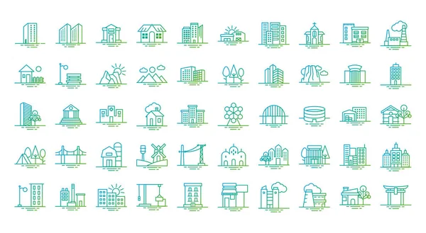 Paquete de iconos de conjunto de ciudad — Archivo Imágenes Vectoriales