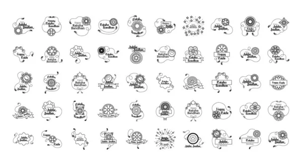 Paquete de feliz raksha bandhan conjunto de iconos — Vector de stock