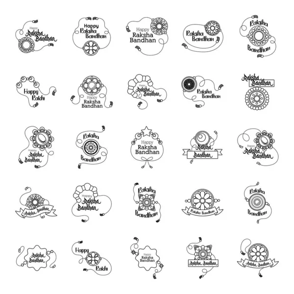 Пучок щасливих піктограм набору банданів Ракша — стоковий вектор