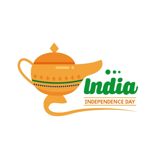 Independece dia india celebração com lâmpada mágica ícone de estilo plano —  Vetores de Stock