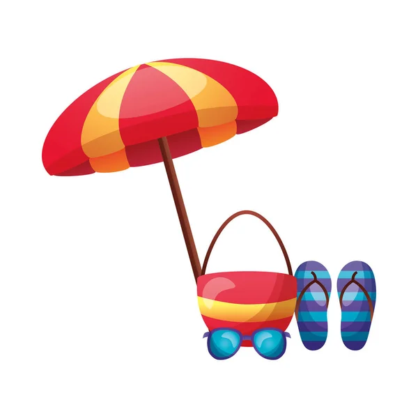 Seau parapluie et sandales design vectoriel — Image vectorielle