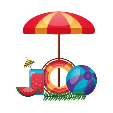 Şemsiye şamandıra suyu karpuz ve top vektör tasarımı