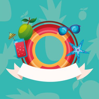 yaz, simge kümesi vektör tasarımlı yüzer