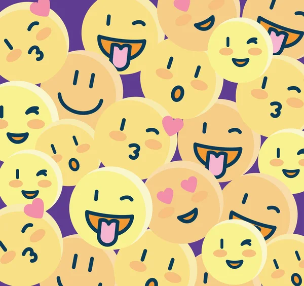 Fondo de emojis, caras iconos amarillos — Archivo Imágenes Vectoriales