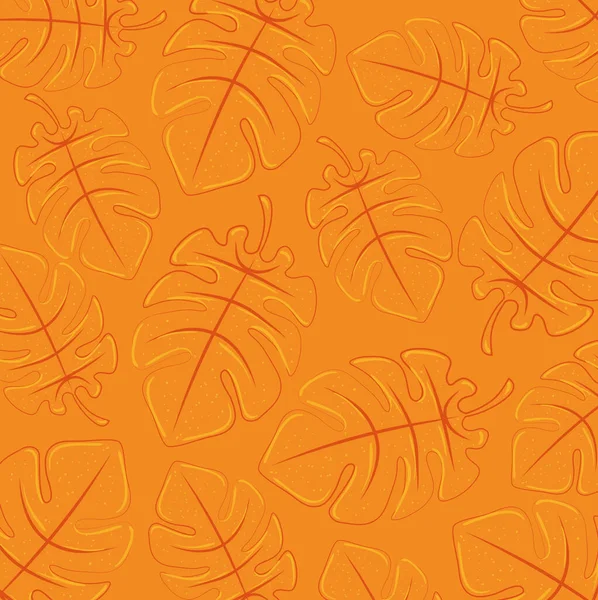 Fond orange de feuilles tropicales, feuilles tropicales d'été, fond d'été — Image vectorielle