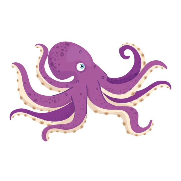 Onderwaterleven, octopus op witte achtergrond — Stockvector