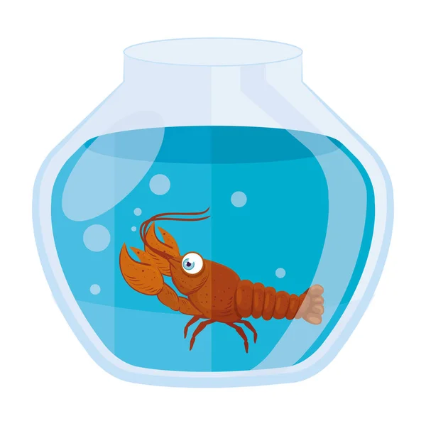 Aquarium lobster with water, aquarium marine pet — Stock Vector