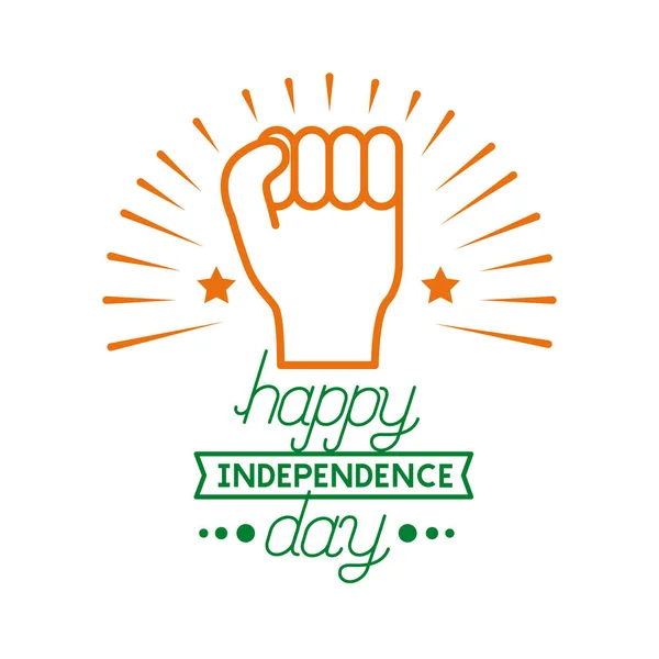 Onafhankelijkheidsdag india viering met de hand vuist geschilderd lijn stijl pictogram — Stockvector