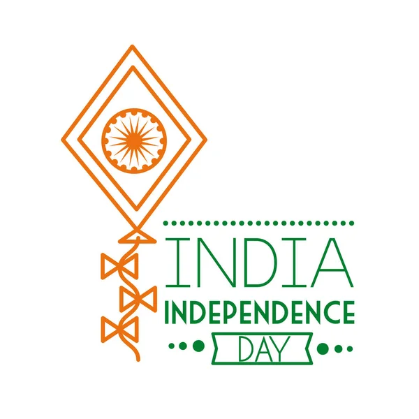 Independece dia india celebração com kite voando estilo de linha —  Vetores de Stock