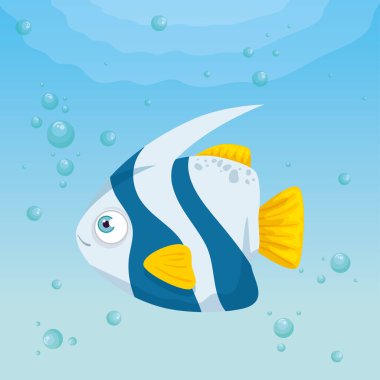 Okyanustaki balık hayvanı, deniz dünyası sakini, tatlı sualtı yaratığı, deniz altı faunası, habitat deniz konsepti