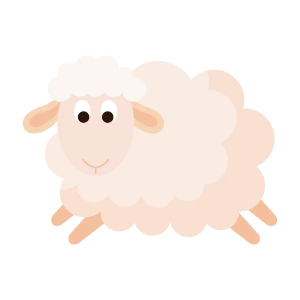 Niedliches Schaf Tier auf weißem Hintergrund — Stockvektor