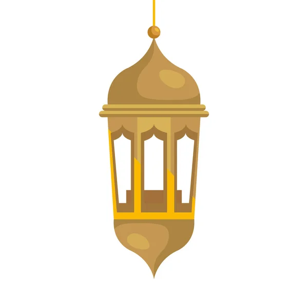 Ramadan kareem linterna colgante, linterna dorada colgando sobre fondo blanco — Archivo Imágenes Vectoriales
