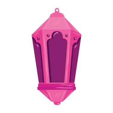 Ramazan Kareem feneri pembe asılı, pembe fener beyaz arka planda asılı.