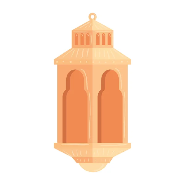 Lanterne ramadan kareem suspendue, lanterne dorée suspendue sur fond blanc — Image vectorielle