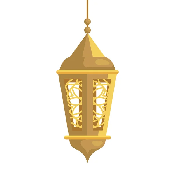 Lanterna ramadan kareem appesa, lanterna dorata appesa su sfondo bianco — Vettoriale Stock