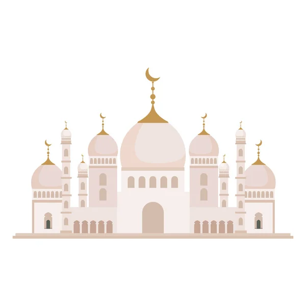 白色背景的立面清真寺伊斯兰式建筑 — 图库矢量图片