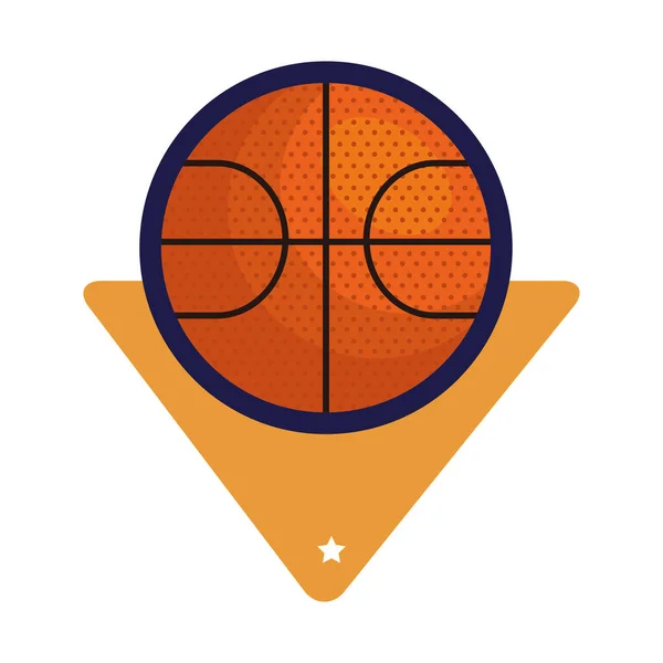 Baloncesto, emblema, diseño con pelota de baloncesto — Vector de stock