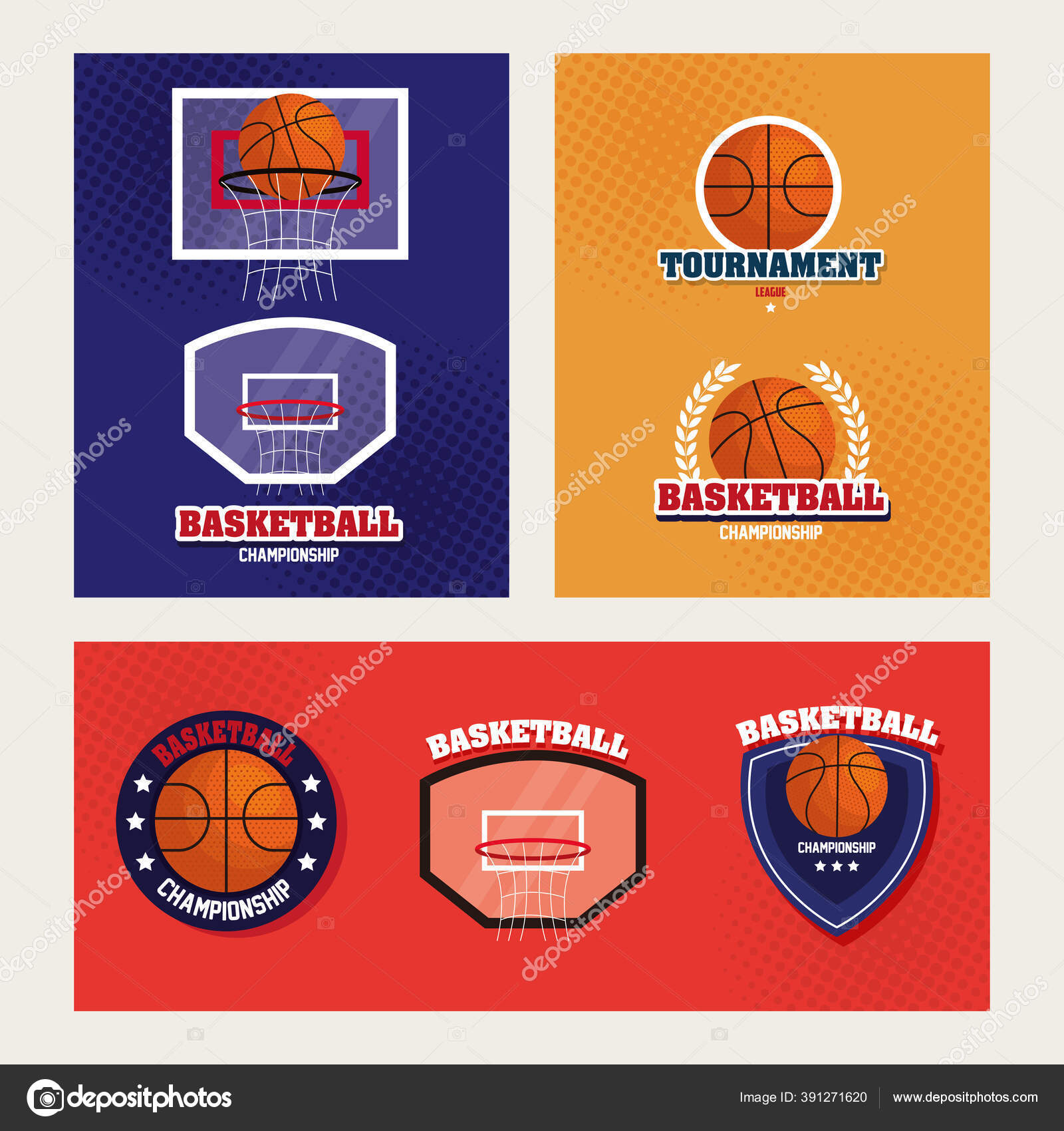 Basketball championship logo set and design Vector Image