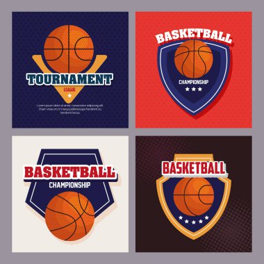Basketbol amblemleri, ikonlu basketbol şampiyonası tasarımları.