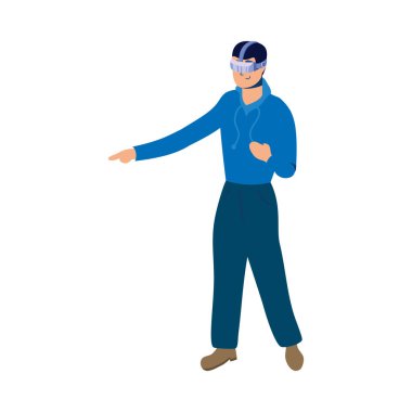 Genç adam sanal gerçeklik teknolojisi kullanıyor.