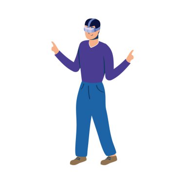 Genç adam sanal gerçeklik teknolojisi kullanıyor.