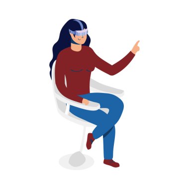 Sanal gerçeklik teknolojisi kullanan genç bir kadın