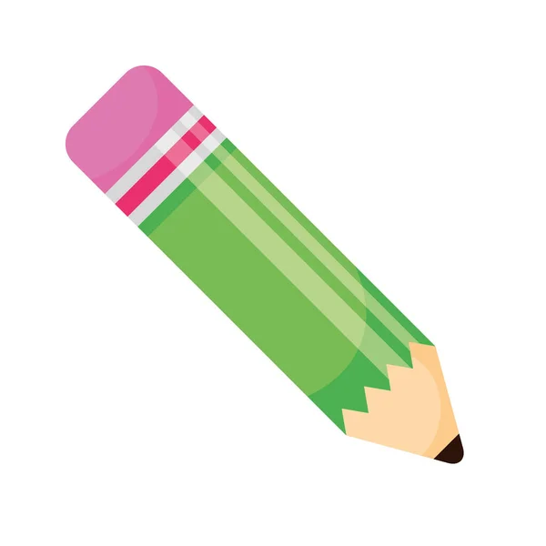 Potlood groene kleur school aanbod geïsoleerd pictogram — Stockvector