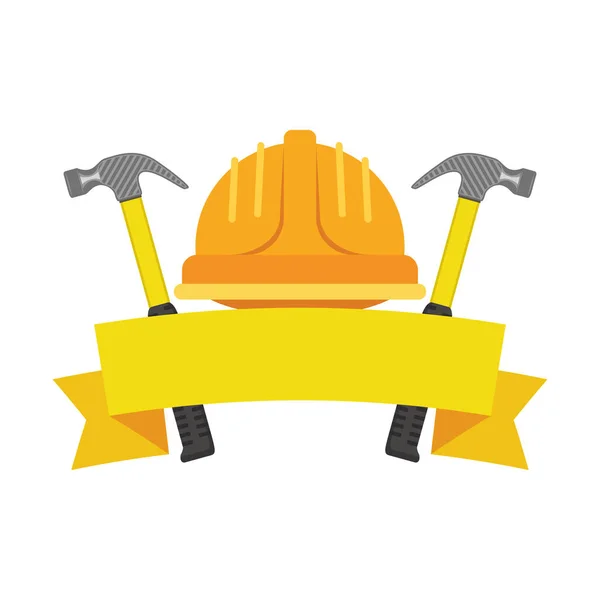 Accesorio casco de construcción con martillos — Vector de stock