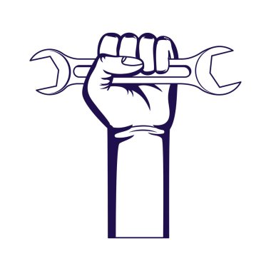 İngiliz anahtarı aracıyla el izole edilmiş simge