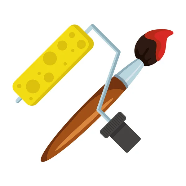 Rodillo de pintura y herramientas de equipo de cepillo — Archivo Imágenes Vectoriales