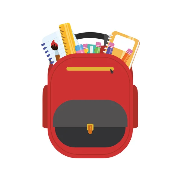 Школьная сумка с принадлежностями — стоковый вектор