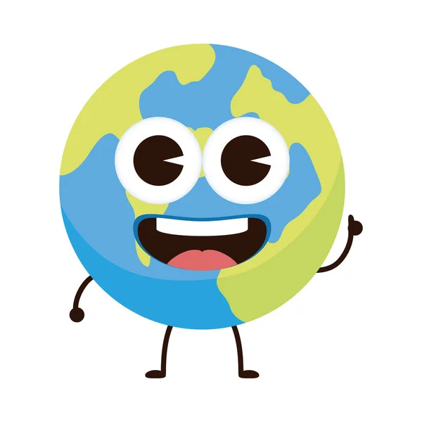 Monde planète terre école approvisionnement kawaii caractère — Image vectorielle