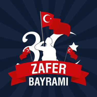 Zafer Bayrami askerle kutlama kartı