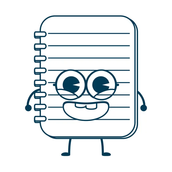Notebook iskolai ellátás kawaii karakter — Stock Vector
