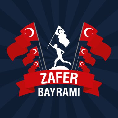 Zafer Bayrami bayrak taşıyan askerli kutlama kartı