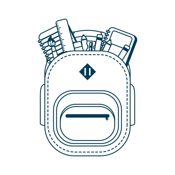 Équipement de sac d'école avec fournitures — Image vectorielle