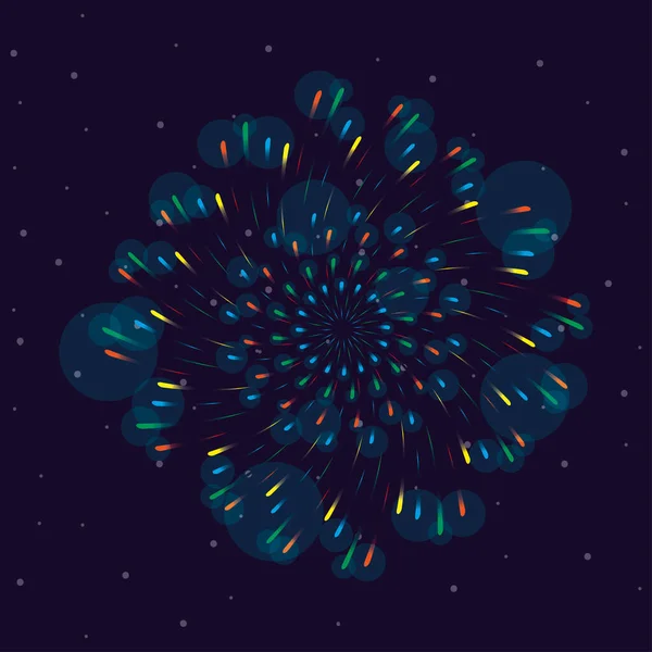Feuerwerk sprengt Explosion in den Nachthimmel — Stockvektor