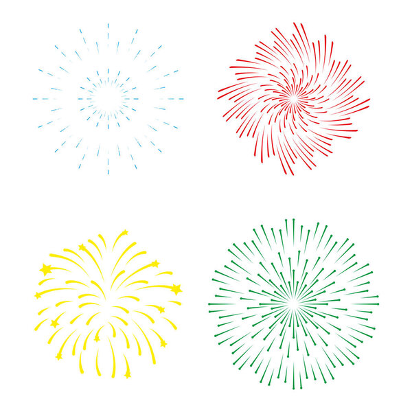 Fireworks burst explosions in whit background