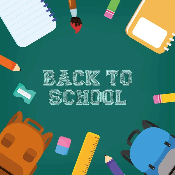 Affiche de retour à l'école avec crayons de couleurs — Image vectorielle